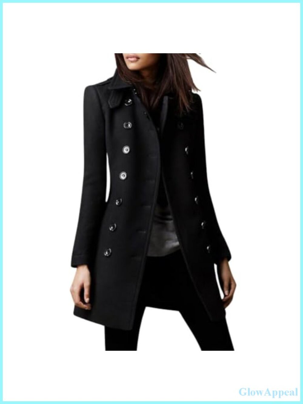 Wool Blend Double Breasted Pea Coat, Winter Outerwear, Collared